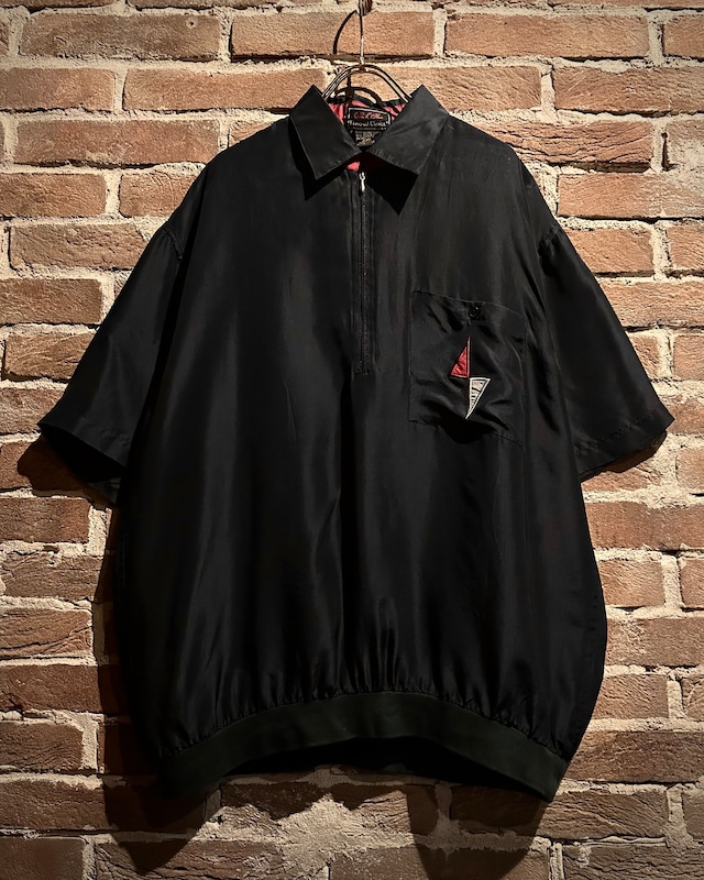 【Caka act3】Artistic Design Vintage Half Zip Pullover S/S Silk Shirt