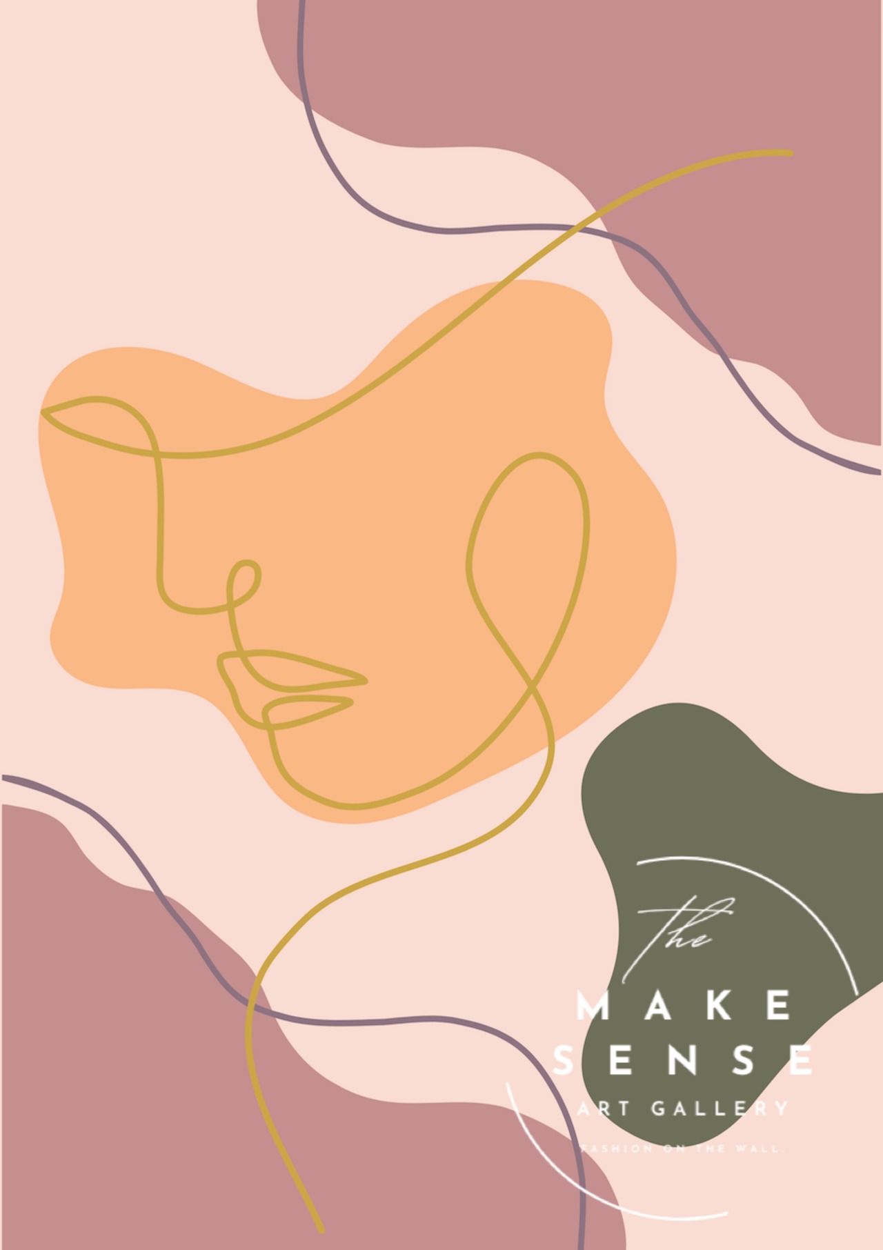 Delicate｜女性を線画で描いた北欧ミニマルアートポスター｜余白が美しいシンプルデザイン｜額縁付き完成品｜A2ポスター