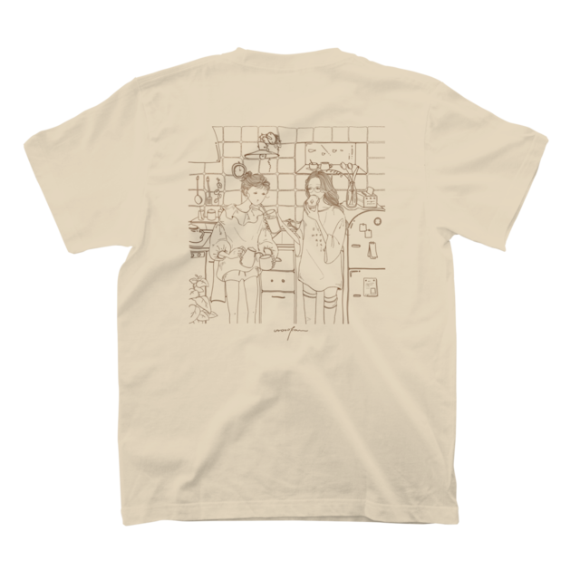 big silhouette illust  T-shirt / light beige