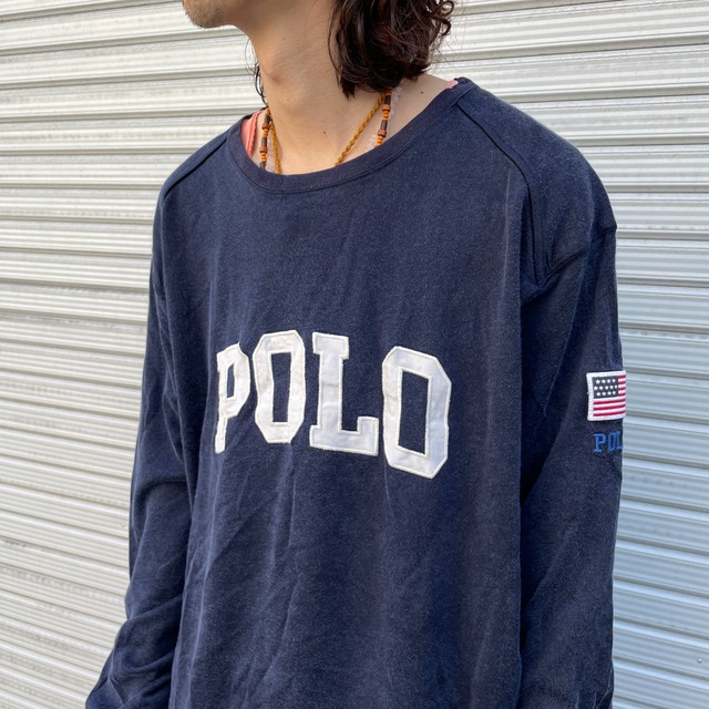 『送料無料』POLO SPORT ビッグロゴフットボールT　90s XL ネイビー　ラルフ