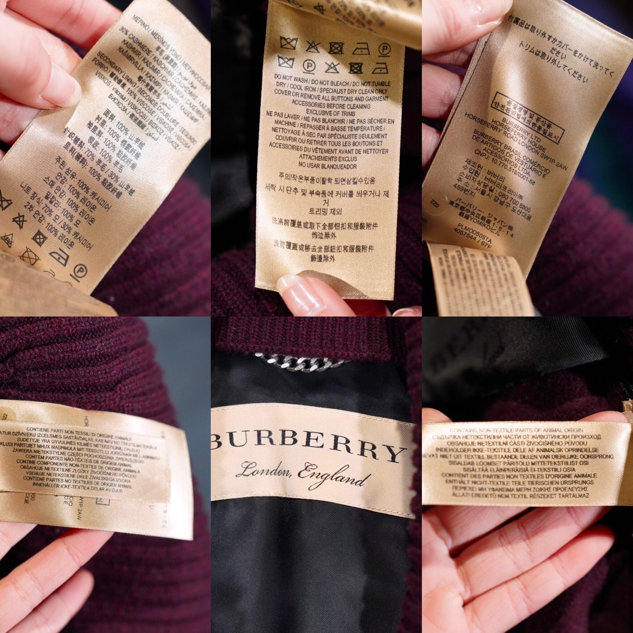 BURBERRY LONDON ENGLAND Cairndale KNIT TRIM CASHMERE COAT