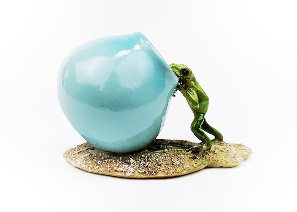 掛花入れ アマガエル 花瓶 作家物 在銘 カエル 花器 茶道具 逸品 共箱 81ivwmwbRkL.jpg