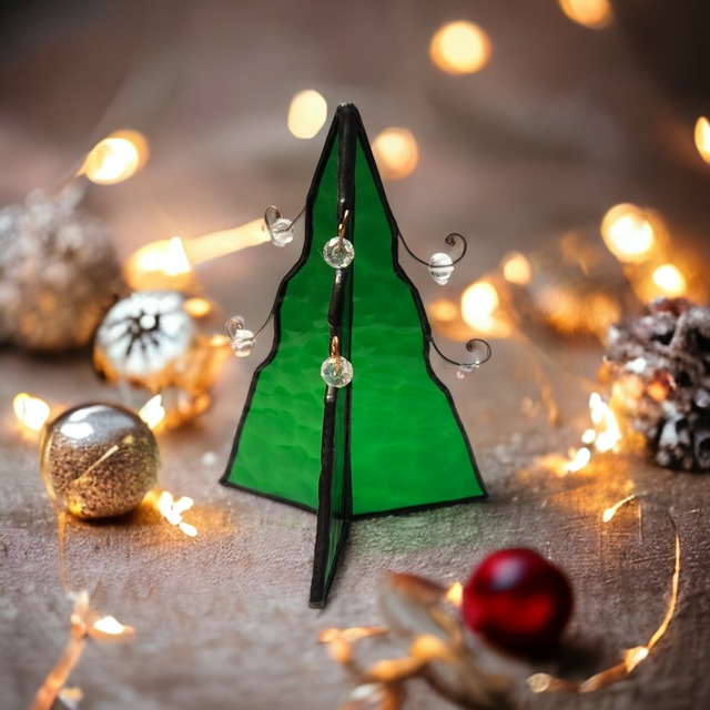 クリスマスツリー　ステンドグラス雑貨　クリスマス置物　インテリア雑貨　ミニオブジェ　季節物　リビングダイニング　送料無料