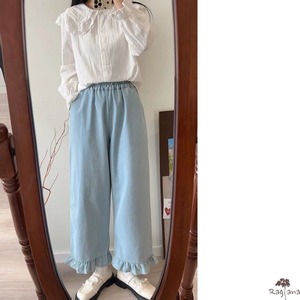 フリルヘム デニムパンツ M 250331