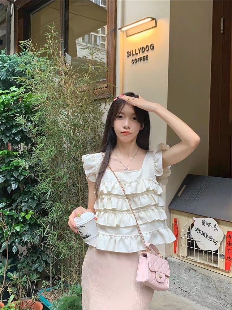 ノースリーブ フリル トップス G104CNO0001 | liberal style. - 韓国