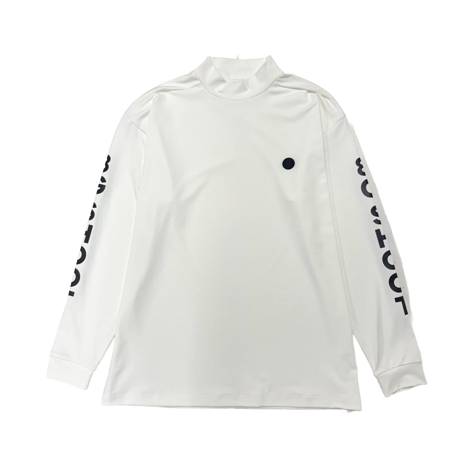 SLEEVE LOGO L/S MOCK NECK SHIRT -WHITE-
