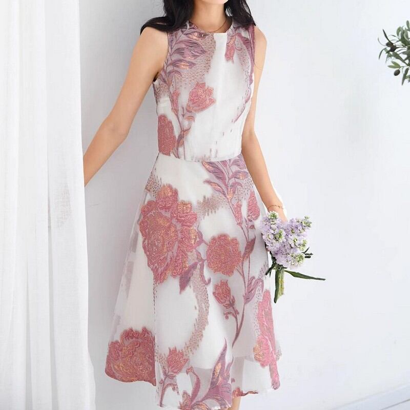 ノースリーブビッグフラワードレス D0084