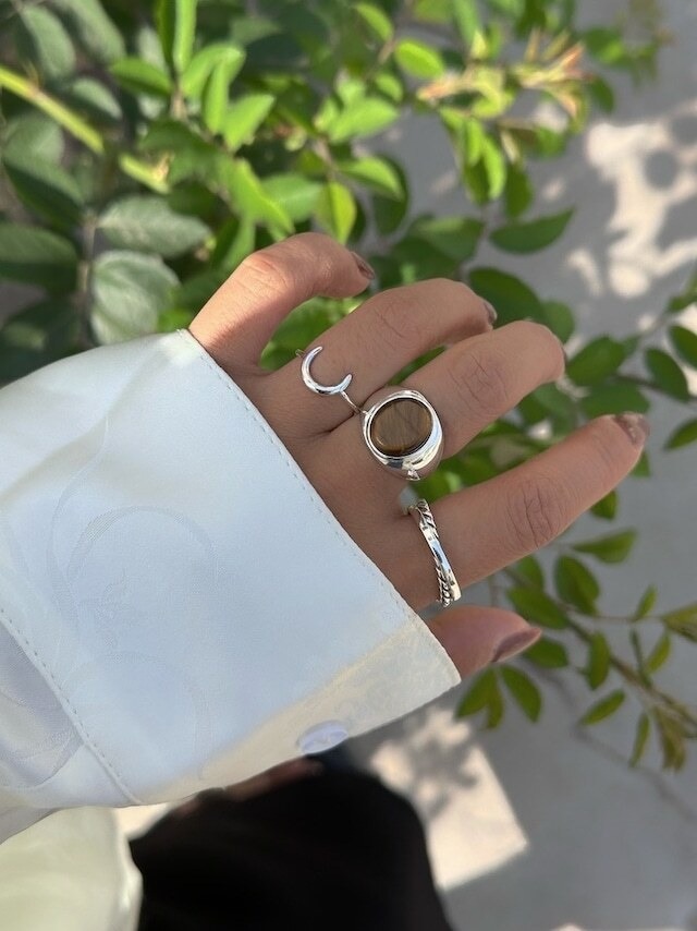 S925 mini moon ring (R15)