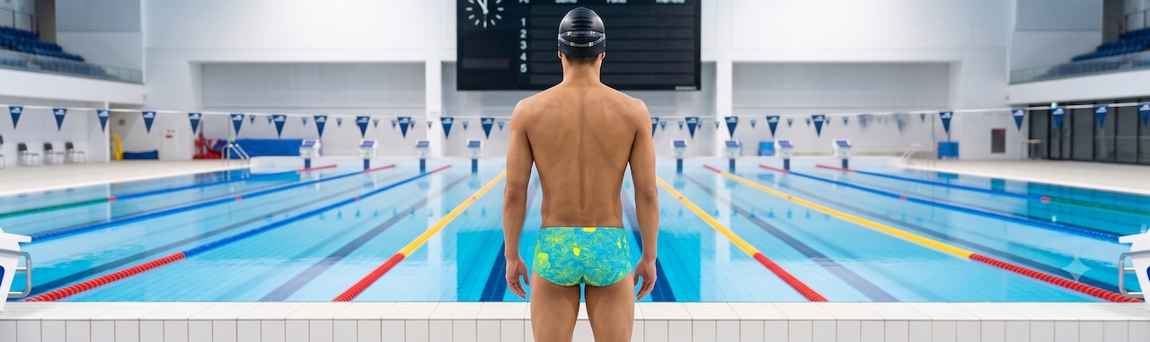Delfina - Vintage Light Blue Squared swim trunk