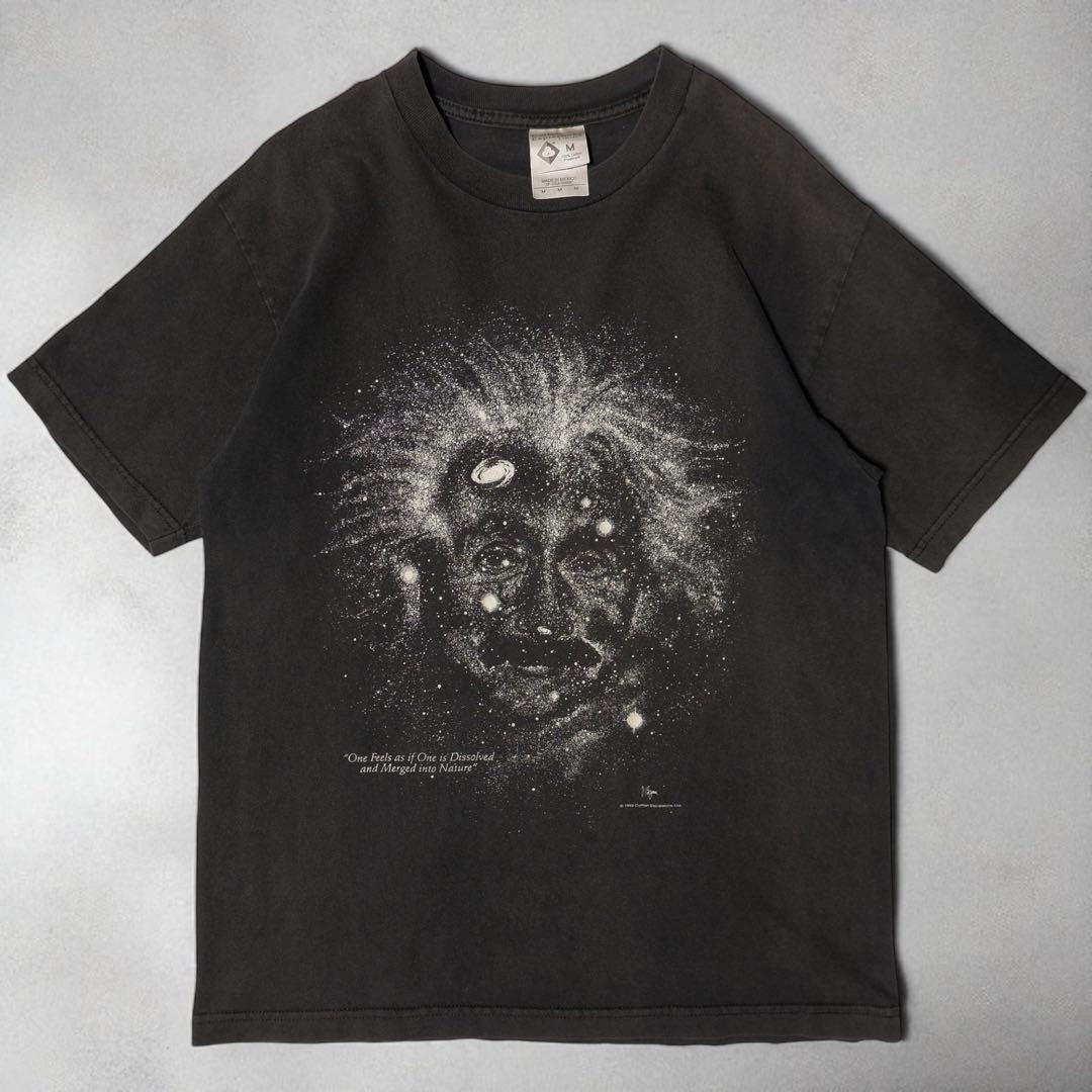 ジャスティンビーバー着 90s アインシュタイン Tシャツ USA製 黒 L ジャスティンビーバー着用☆アインシュタインTシャツ☆偉人☆Y2K
