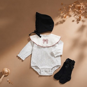 【BABY】フリルグレーロンパース