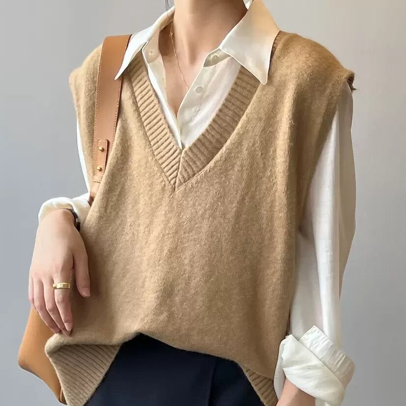 deep v-neck knit vest N10189