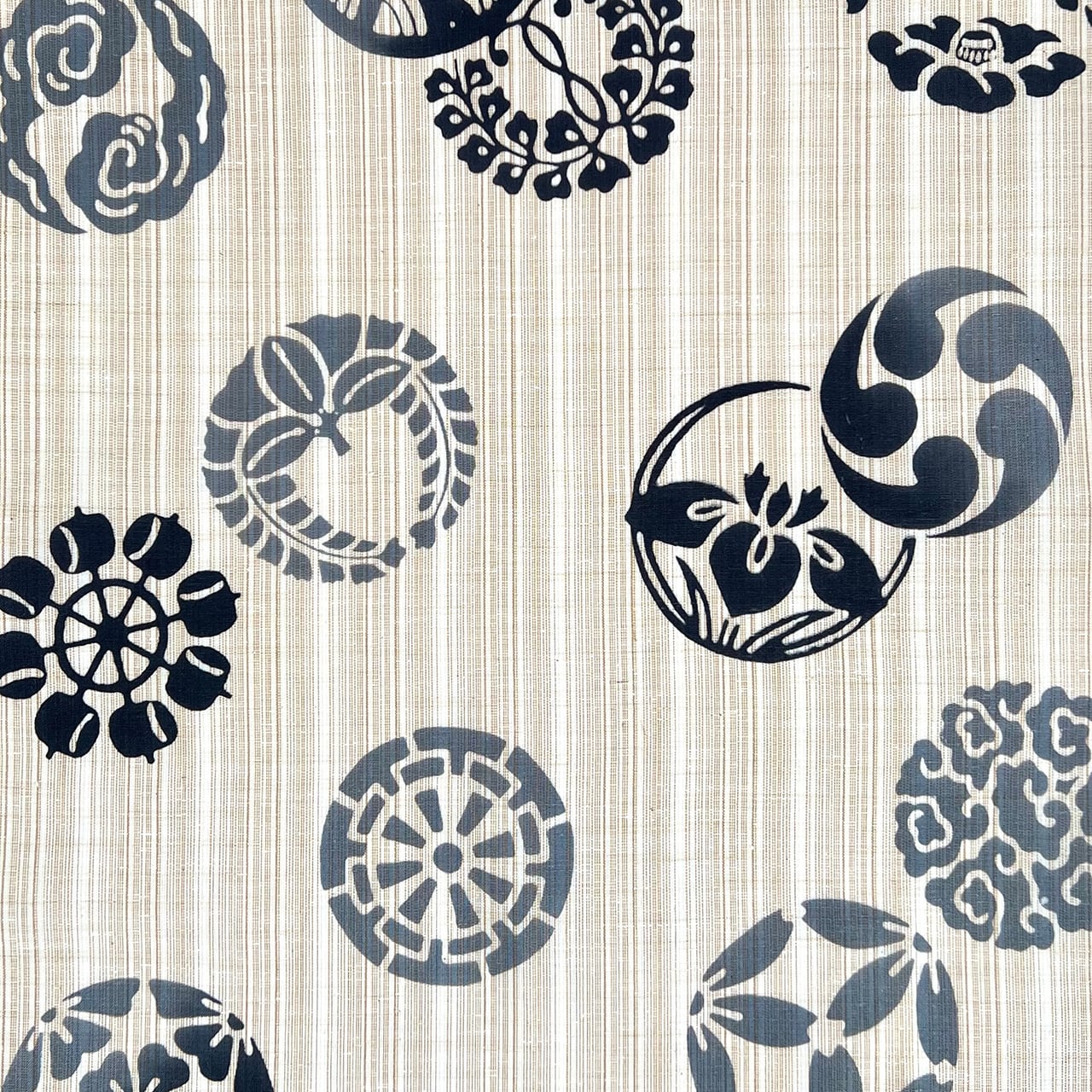 丸紋手拭い ベージュ×黒系