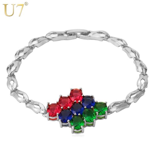 レディース ブレスレット ジルコン シルバー カラー キュービック ジルコニア チェーン 80002160