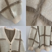 ラージチェックニットCD/アイボリー