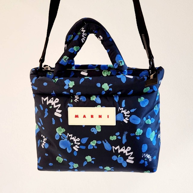 MARNI ブルーフラワー PUFF トートバッグ ミニ