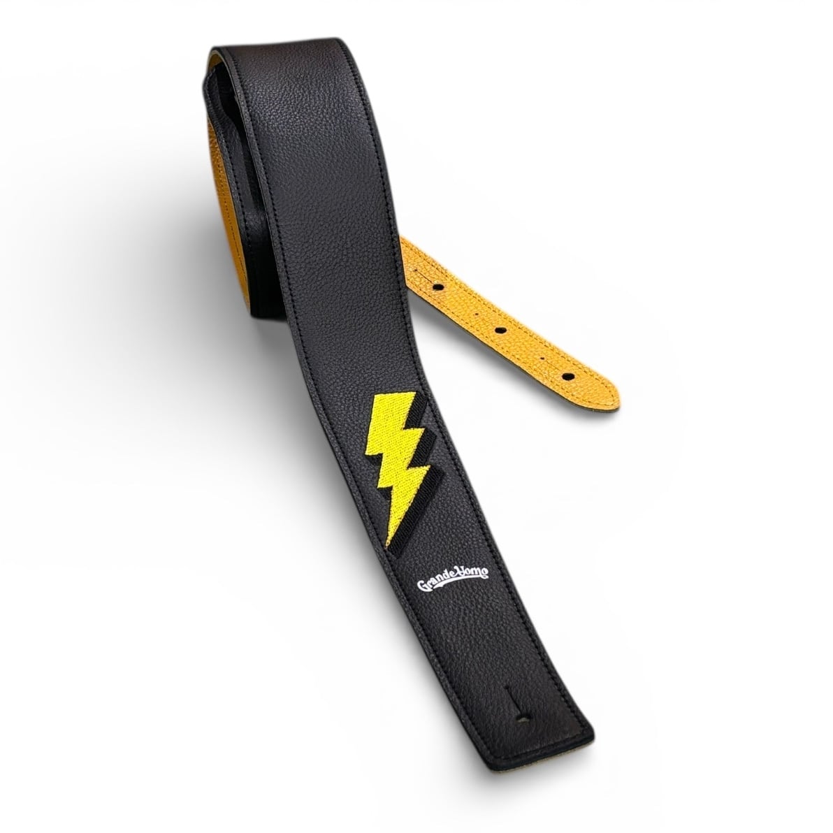 Grande uomo ギターストラップ 即納可能】Grande uomo(グランデウオモ) 桜刺繍ストラップ ブラック