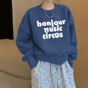 トレーナー レディース 秋 冬 韓国 スウェット 長袖 英字ロゴ 裏起毛 クルーネック ボリューム袖 ゆったり 体型カバー 着やせ プルオーバー ストリート カジュアル 通学 デイリー 着回し [LW-CGT011]