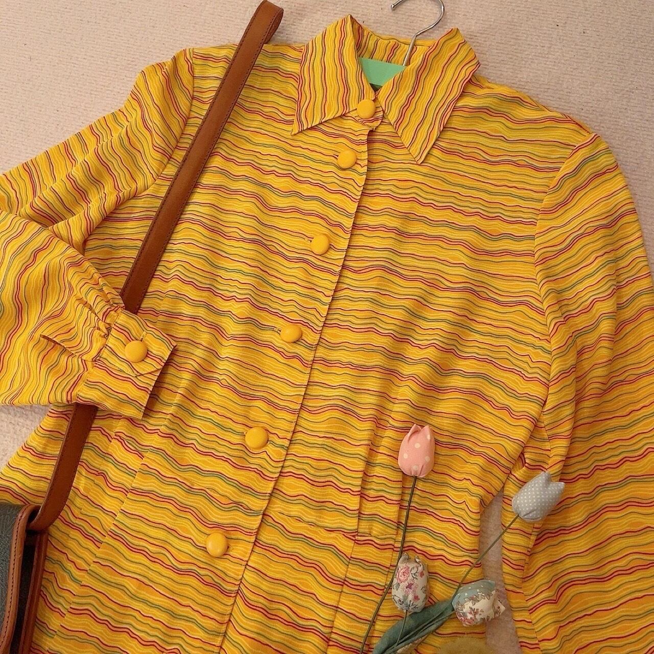 winding stripe yellow one-piece
