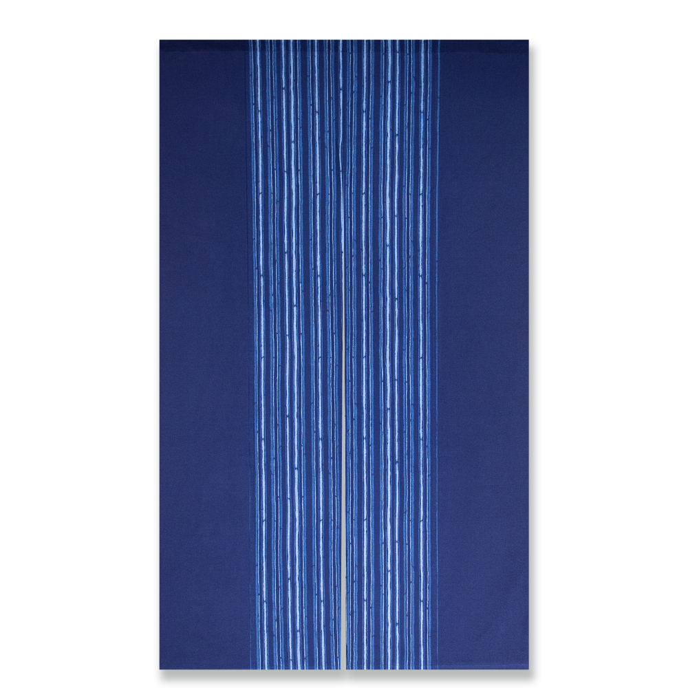 藍染 パッチワーク柄のれん ボーダー(京縞) BI(藍)90㎝×150㎝