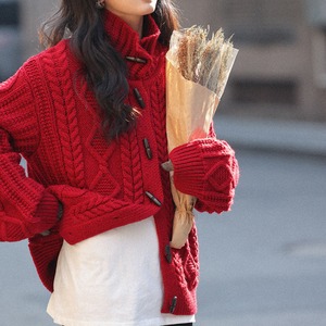 cable-knit cardigan　J00366