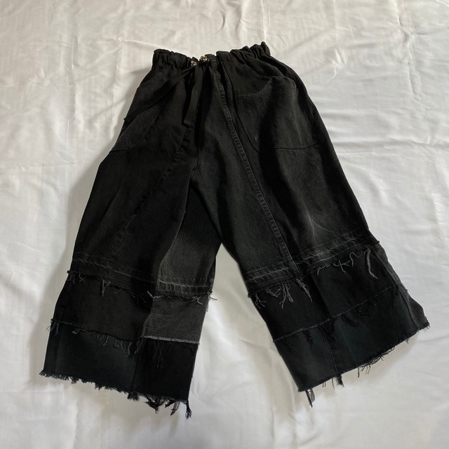 Cropped wide baggy black denim クロップド　ワイドパンツ　ブラックデニム