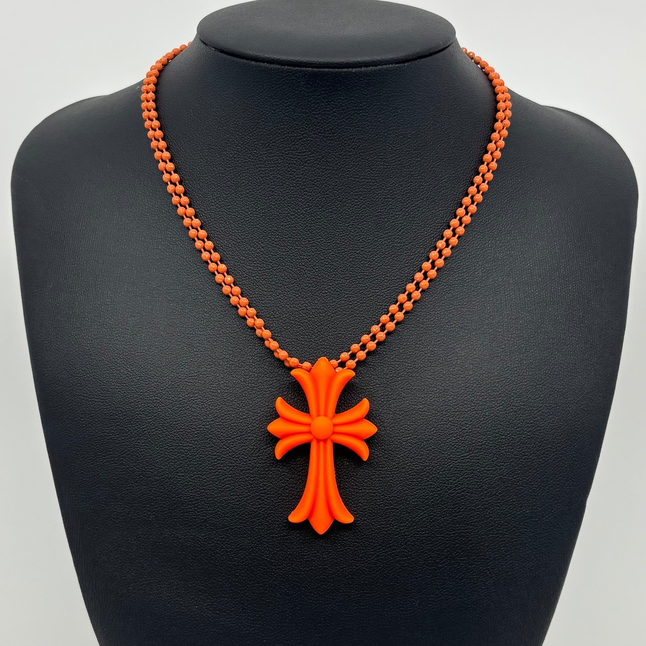 クロス ラバー ネックレス オレンジ