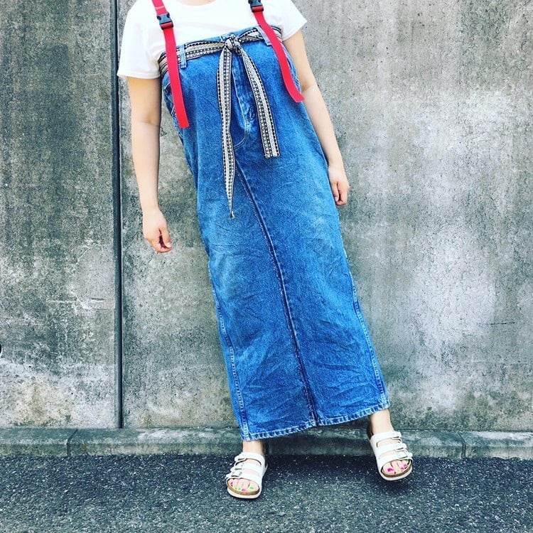 リメイク古着 デニムワンピース L デニムリメイクでワンピ  