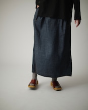 【suie】Bamboo linen skirt/バンブーリネンスリットスカート(ネイビー)