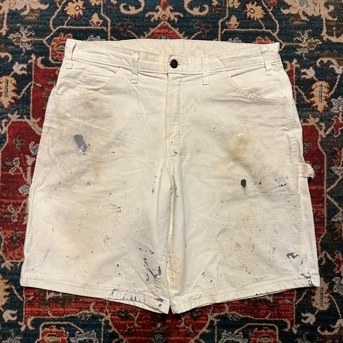 80s〜 Dickies ペインター ショーツ パンツ ワークパンツ ホワイト ペイント W86cm M相当 ペンキ ヴィンテージ ディッキーズ アメカジ 90s