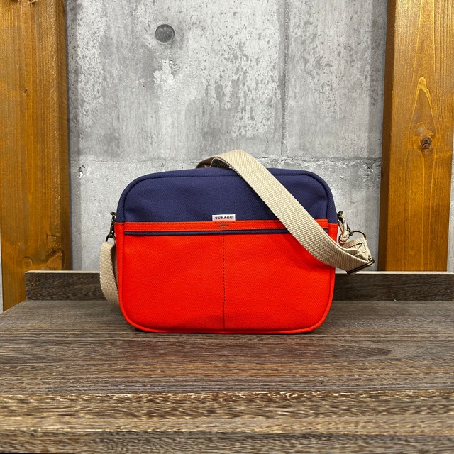 .+＊square shoulder Bag 〈 パープル×スカーレット 〉