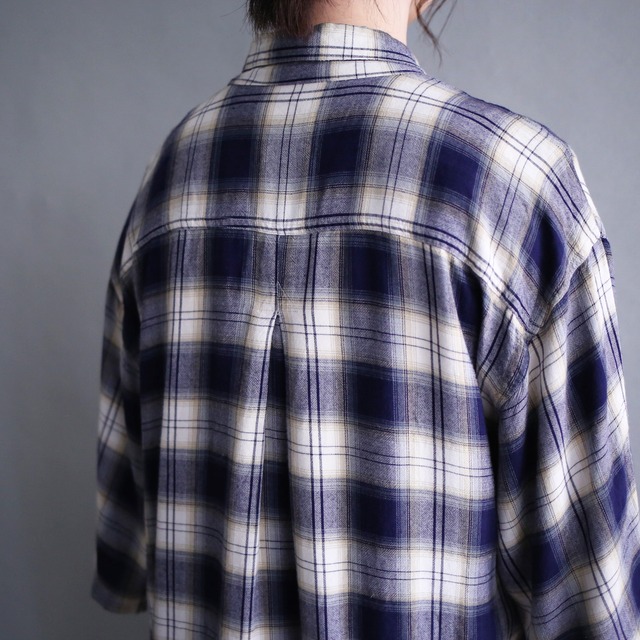 good coloring ombre check pattern loose h/s shirt