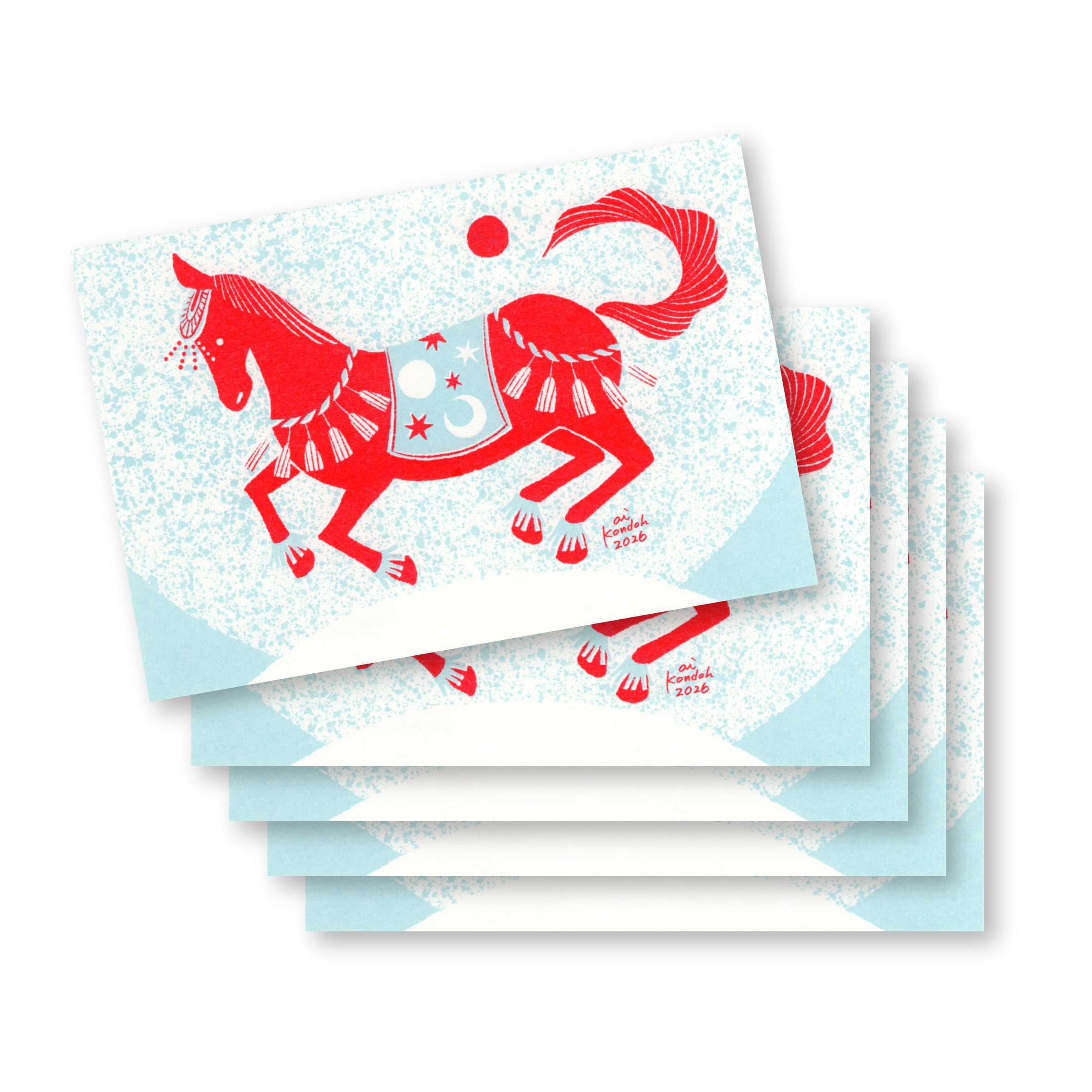 2026年 馬イラスト年賀状【5枚セット】