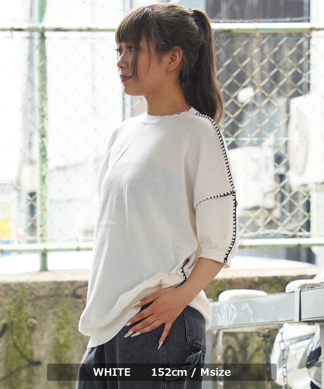 ＼SALE／◆ブラインドステッチ サマーニット◆jp-000431