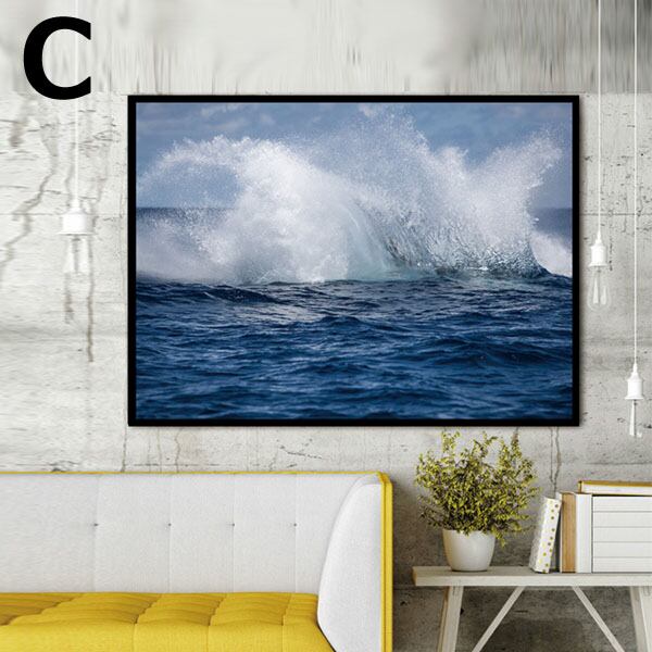 単品 33×43cm アートパネル 枠付きフレーム絵画 海 浪 波 ウェーブ