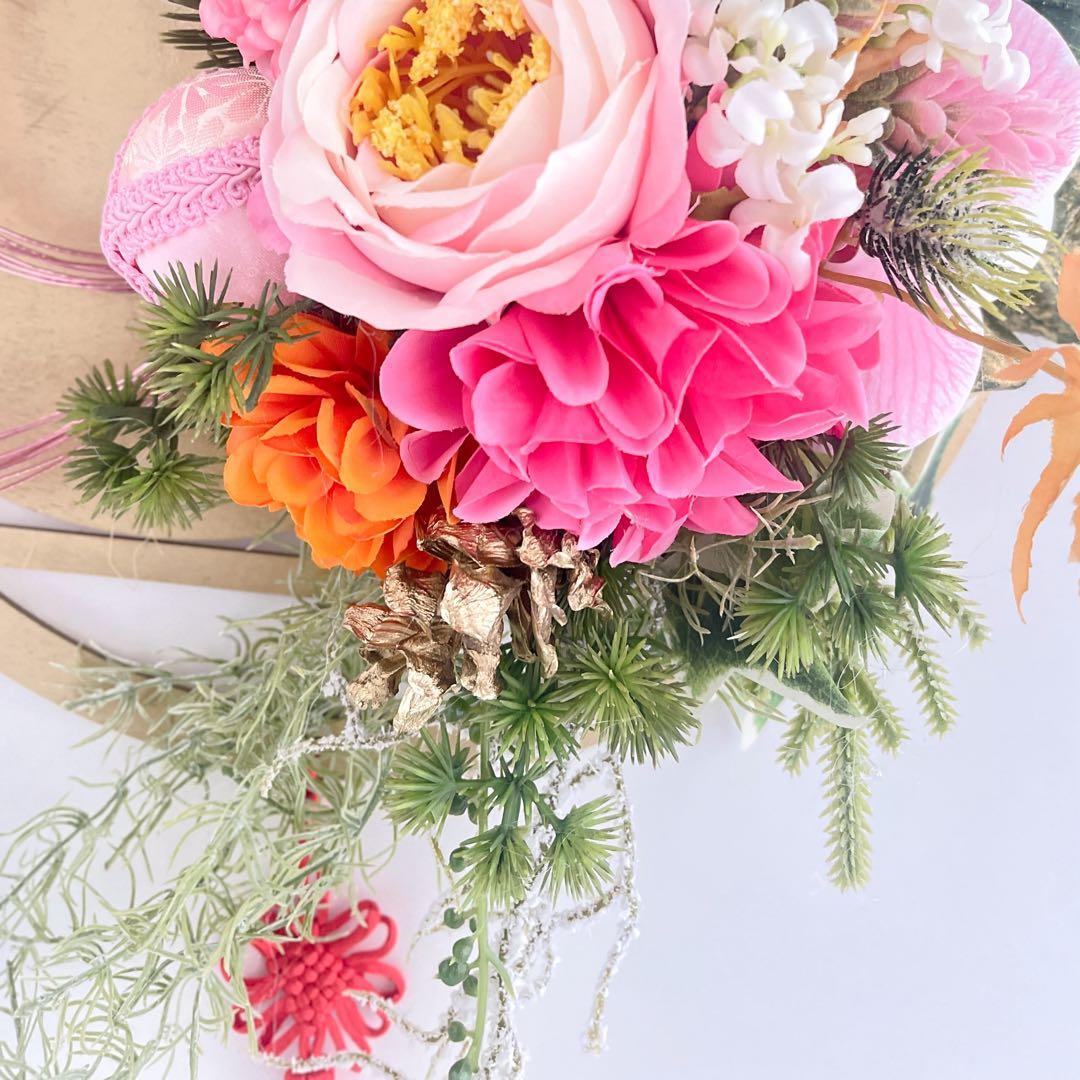 新年を彩る ピンクのしめ縄リース 正月飾り 造花 しめ縄飾り しめ飾り㊷ 新年を彩る ピンクのしめ縄リース 正月飾り 造花 しめ縄飾り しめ飾り