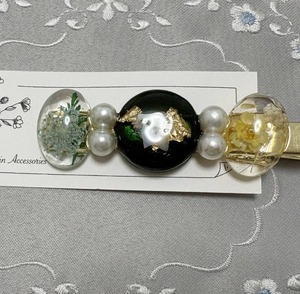 レジンヘアピン 　碧色の花