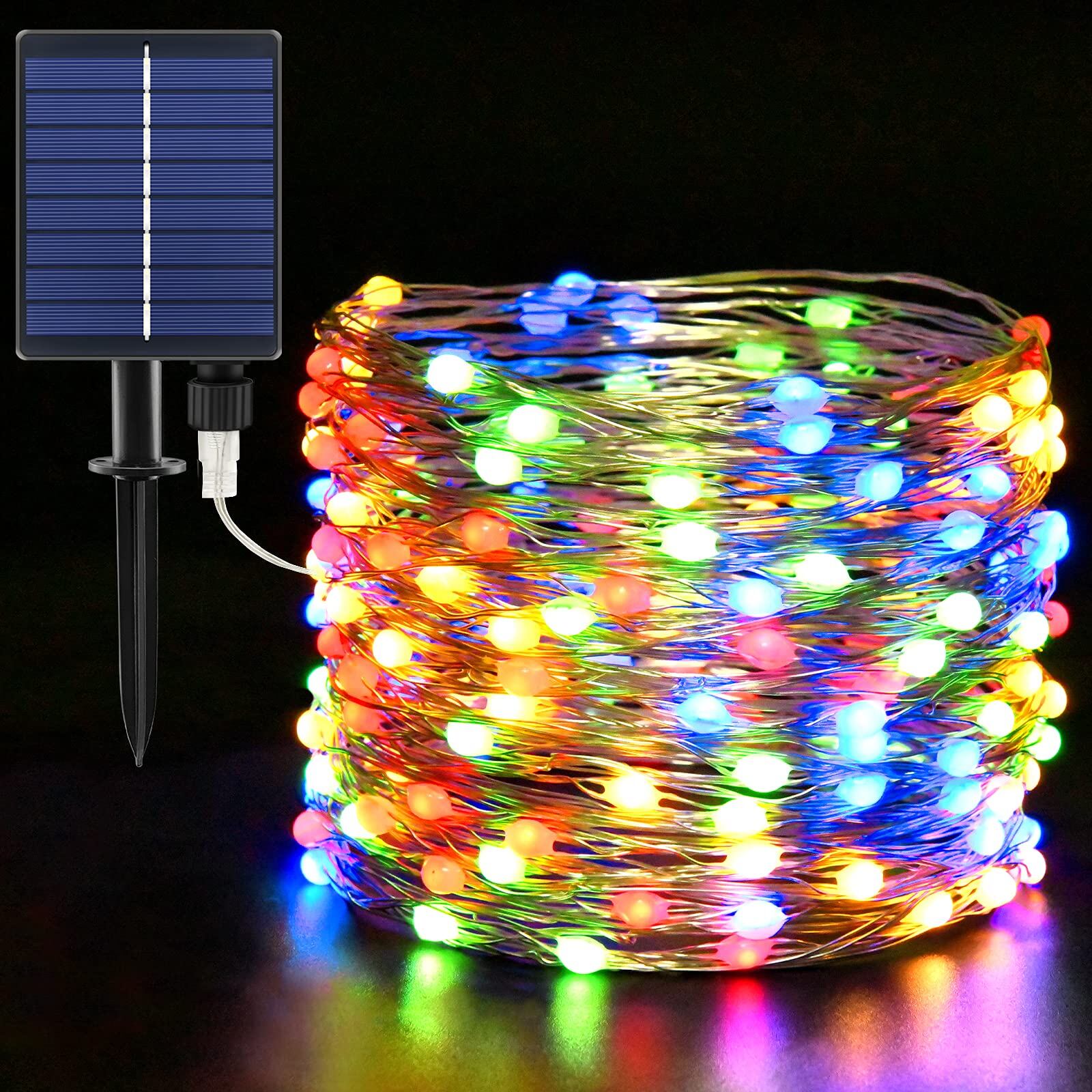 cshare ソーラー LED ストリングライト ソーラー充電式 LED イルミネーションライト 200LED電球 20m IP65防水 8点灯モード 夜間自動点灯ライト キャンプ 防塵仕様 屋外 室内 ストリングライト クリスマス/ハロウィン/パーティー/バレンタインデー/新年/祝日/結婚式/学園祭屋外/室外/室内/庭対応 ガーランド ライト