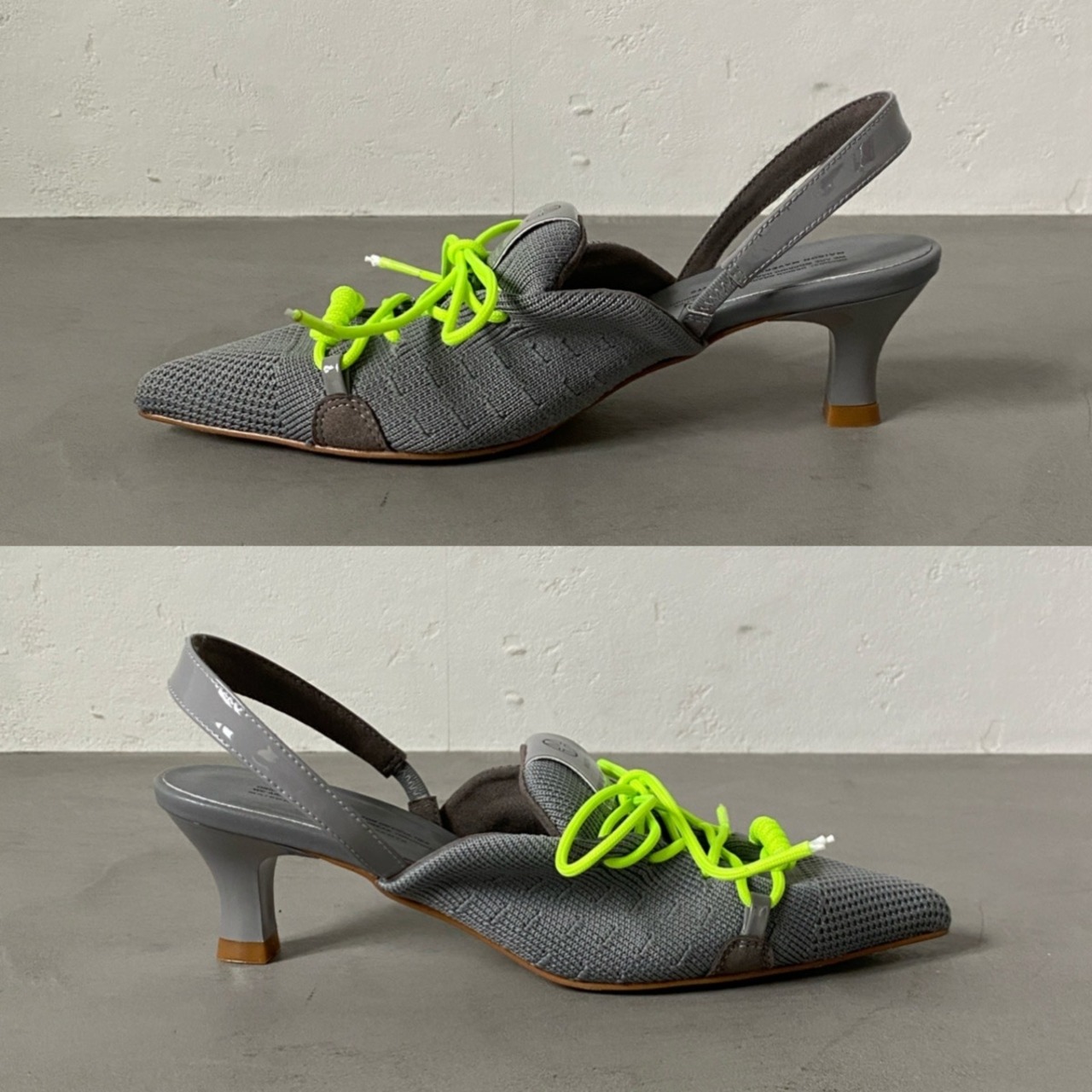 【受注予約：7月上旬入荷予定】knit lace-up sneaker heel/gray