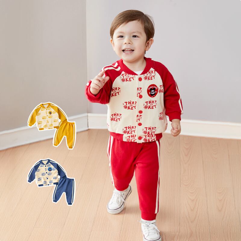 赤ちゃんのスーツの春と秋の遠出の服の赤ちゃんの秋のスポーツウェア1歳の子供たちの秋の綿の男の子の子供服のトレンド Duduベイビー40571004335