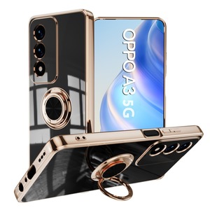 【在庫処分】OPPO A3 5G ケース リング スタンド 日本版 A402OP CPH2639 オッポa3 ケース リング付き ソフトメッキ加工 ブラック