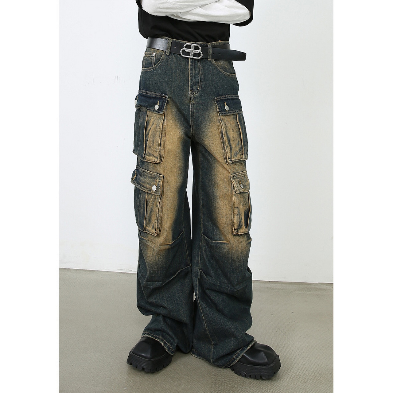 ストリート ヴィンテージマルチポケット デニムパンツ P244