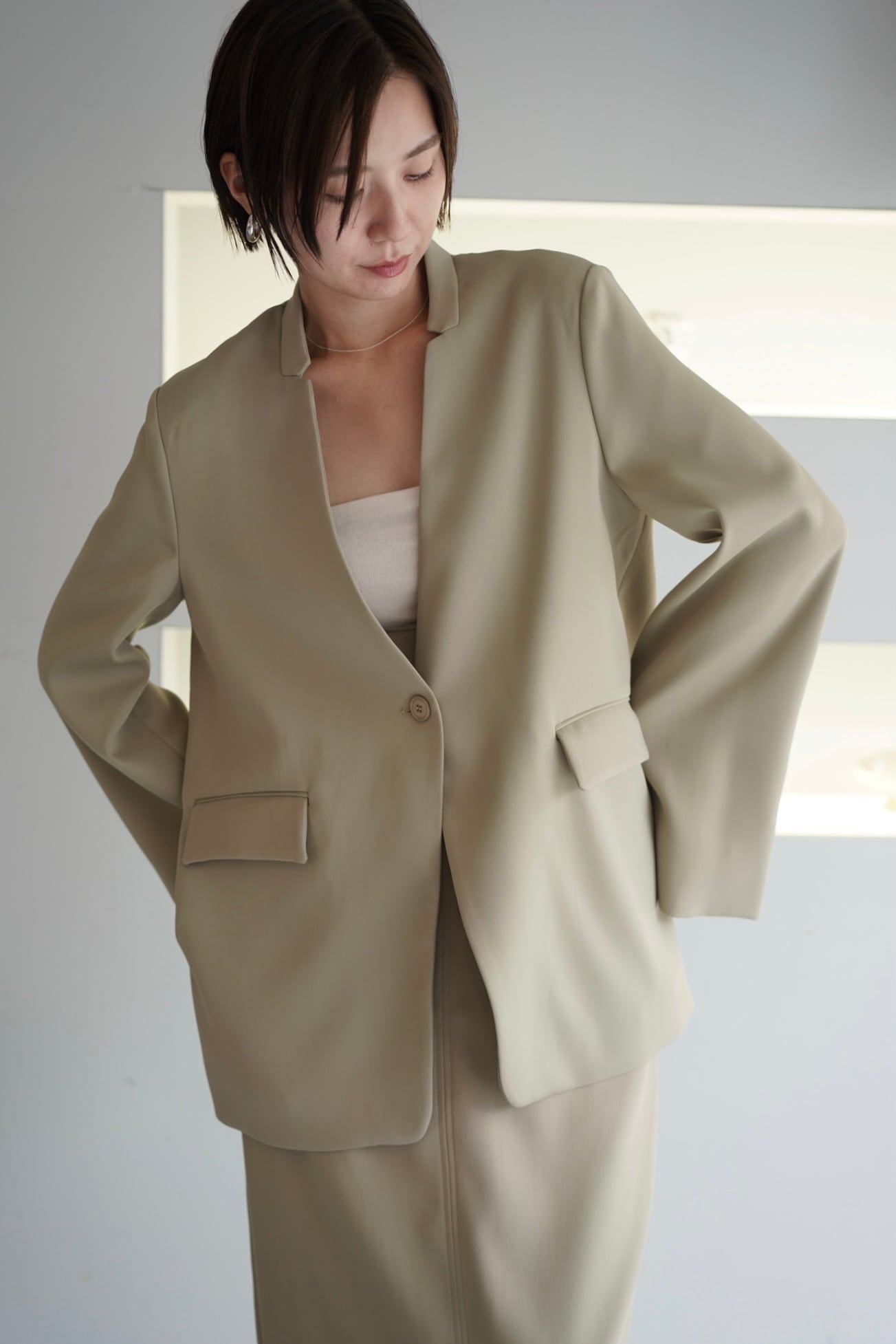 louren notched collar jacket ノッチドカラージャケット Pistacchio