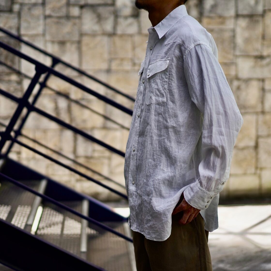 Sanca(サンカ) / Linen Big Cowboy Shirt -WHITE- | PAY ID
