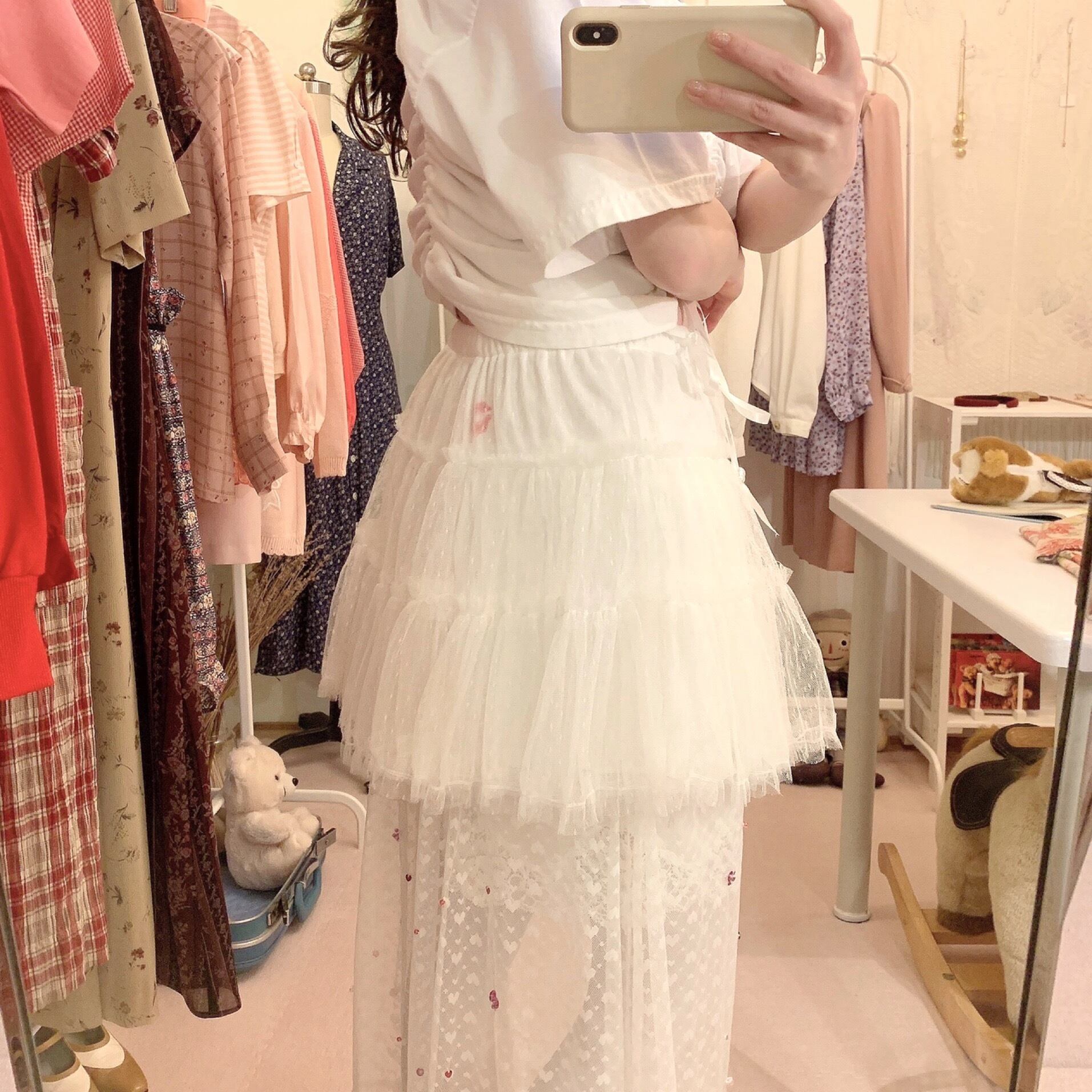 remake : invisible heart tutu lace skirt