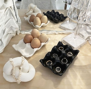 ceramic egg tray 5colors / セラミック エッグ トレー ユニーク アクセサリー ジュエリー ケース 韓国 インテリア 雑貨