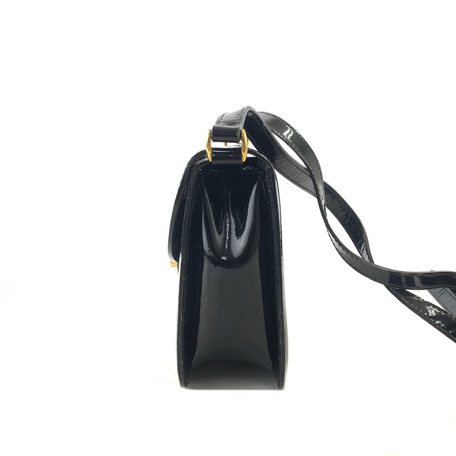 CELINE セリーヌ カデナ ターンロック ロゴ エナメル パテント クロス