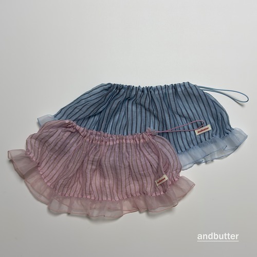 《予約10％OFF 》ストリングストライプ レイヤードスカート・ANDBUTTER