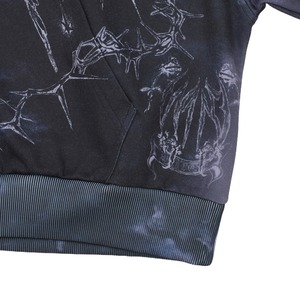 【WE11DONE】BLACK TATTOO PRINTED HOODIE ZIP-UP