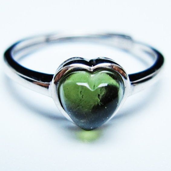 モルダバイト リング モルダウ石 指輪 ハート フリーサイズ 13号 一点物 メール便可 [M便 1/20] 199-651